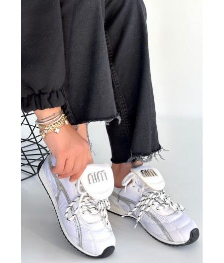 Dissa Beyaz Cilt Bağcıklı Paraşüt Detaylı Spor Ayakkabı