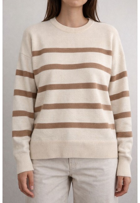 Mote Bej Çizgili Kazak