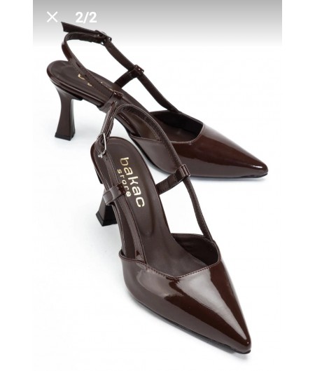 Hoost Kahverengi Rugan Topuklu Ayakkabı