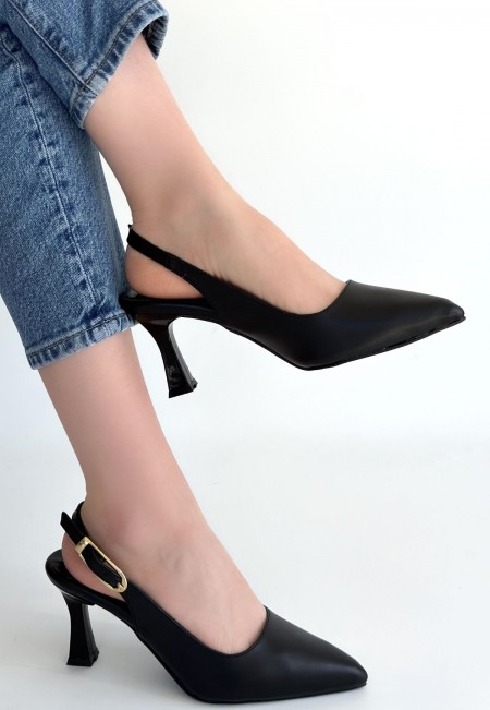 Hies Siyah Cilt Topuklu Ayakkabı