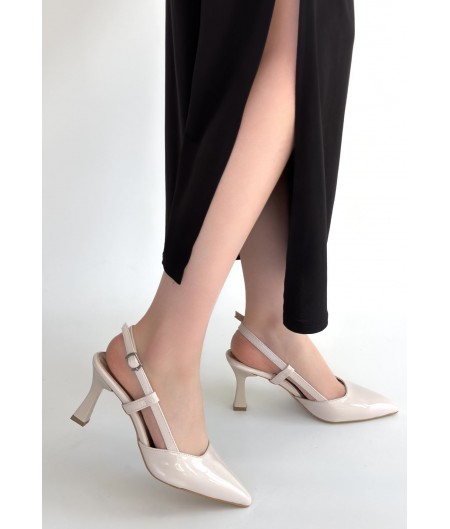 Hoost Bej Rugan Topuklu Ayakkabı