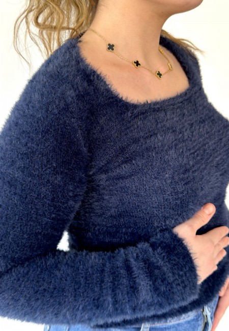 Miwer Mavi Peluş Kazak