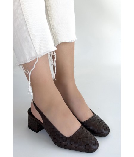 Dier Kahverengi Cilt Topuklu Ayakkabı