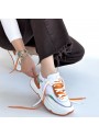 Aleh Beyaz Cilt Turuncu Detaylı Çift Bağcıklı Spor Ayakkabı