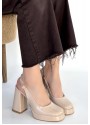 Zuda Bej Rugan Platform Topuk Ayakkabı