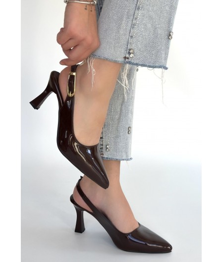 Hies Kahverengi Rugan Topuklu Ayakkabı