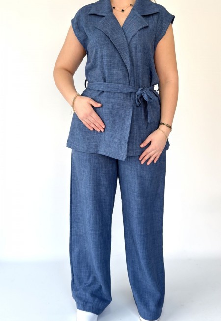 Gran Mavi Pantolonlu Yelekli Takım