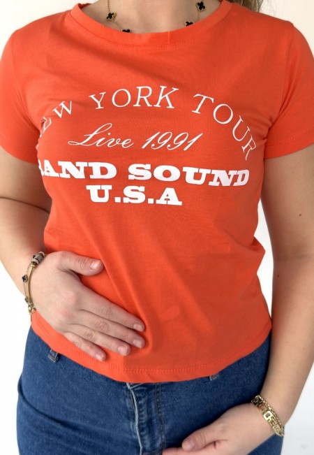 Şemal Turuncu Kısa Kollu Tişört