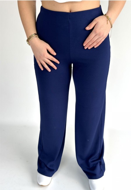 Gijja Lacivert Beli Lastikli Bol Paça Pantolon