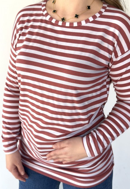 Hece Lila Beyaz Kollu Tişort