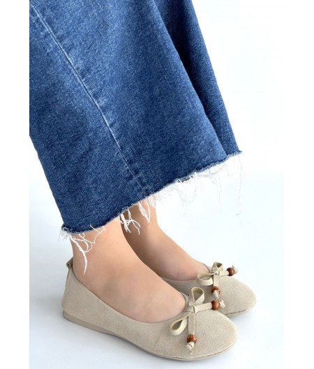 Cear Bej Deri Tozu Süet Babet Ayakkabı Cear Bej Deri Tozu Süet Babet Ayakkabı