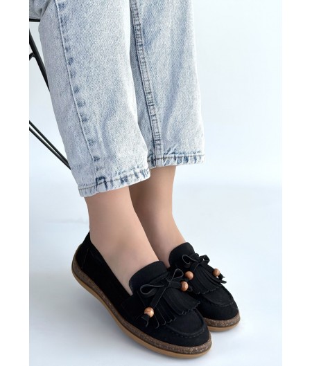 Boriy Siyah Deri Tozu Süet Babet Ayakkabı Boriy Siyah Deri Tozu Süet Babet Ayakkabı