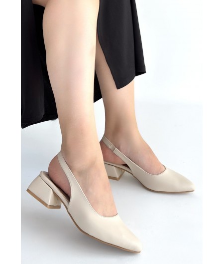 Evia Bej Cilt Topuklu Ayakkabı