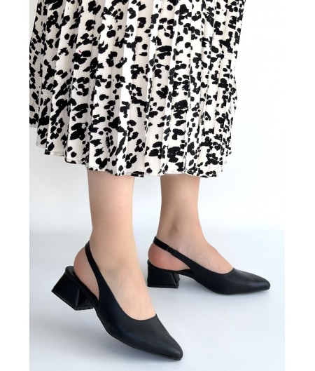 Evia Siyah Cilt Topuklu Ayakkabı