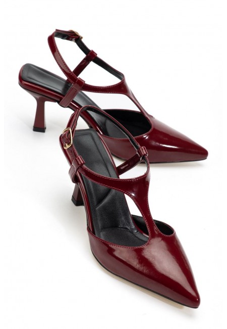 Tula Bordo Rugan Topuklu Ayakkabı