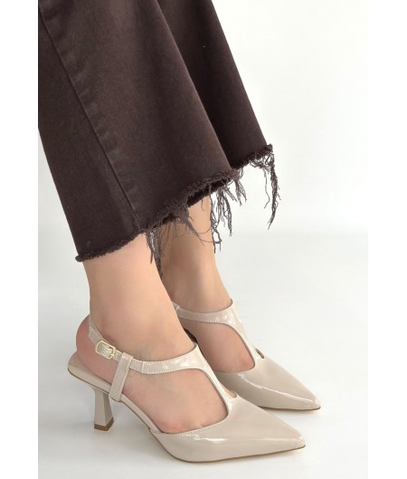 Tula Bej Rugan Topuklu Ayakkabı