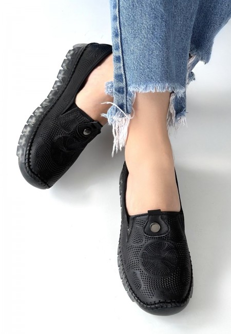 Rinna Siyah Deri Spor Ayakkabı