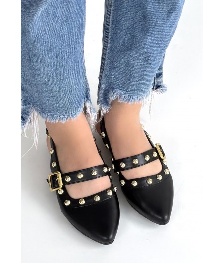 Jorwi Siyah Cilt Babet Ayakkabı Jorwi Siyah Cilt Babet Ayakkabı