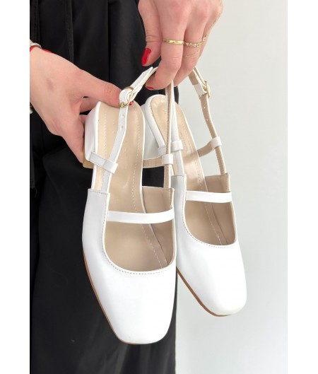 Liva Beyaz Cilt Topuklu Ayakkabı