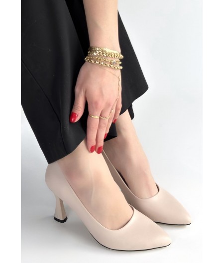 Ulba Bej Cilt Stiletto Ayakkabı