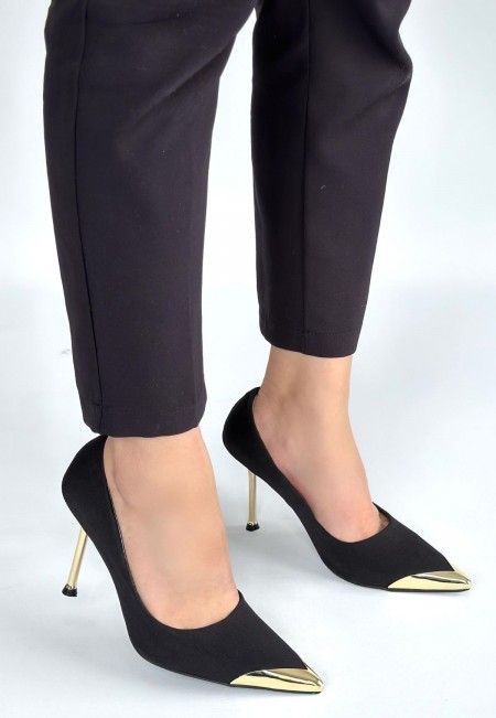 Alis Siyah Saten Stiletto Ayakkabı