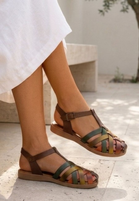 Woji Taba Deri Kemerli Sandalet