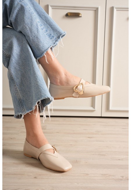 Signa Bej Cilt Babet Ayakkabı