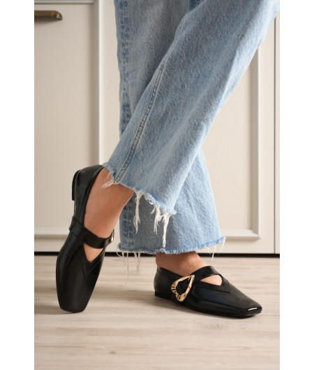 Signa Siyah Cilt Babet Ayakkabı