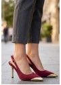 Puen Bordo Saten Stiletto Ayakkabı Puen Bordo Saten Stiletto Ayakkabı