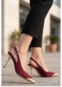 Puen Bordo Saten Stiletto Ayakkabı Puen Bordo Saten Stiletto Ayakkabı