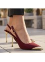 Puen Bordo Saten Stiletto Ayakkabı Puen Bordo Saten Stiletto Ayakkabı