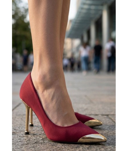 Norji Bordo Saten Stiletto Ayakkabı Norji Bordo Saten Stiletto Ayakkabı