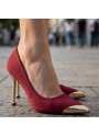 Norji Bordo Saten Stiletto Ayakkabı Norji Bordo Saten Stiletto Ayakkabı