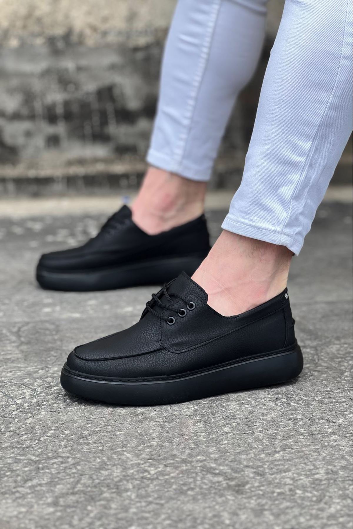 WG508 Kömür Cilt Ortopedik Taban Erkek Casual Ayakkabı