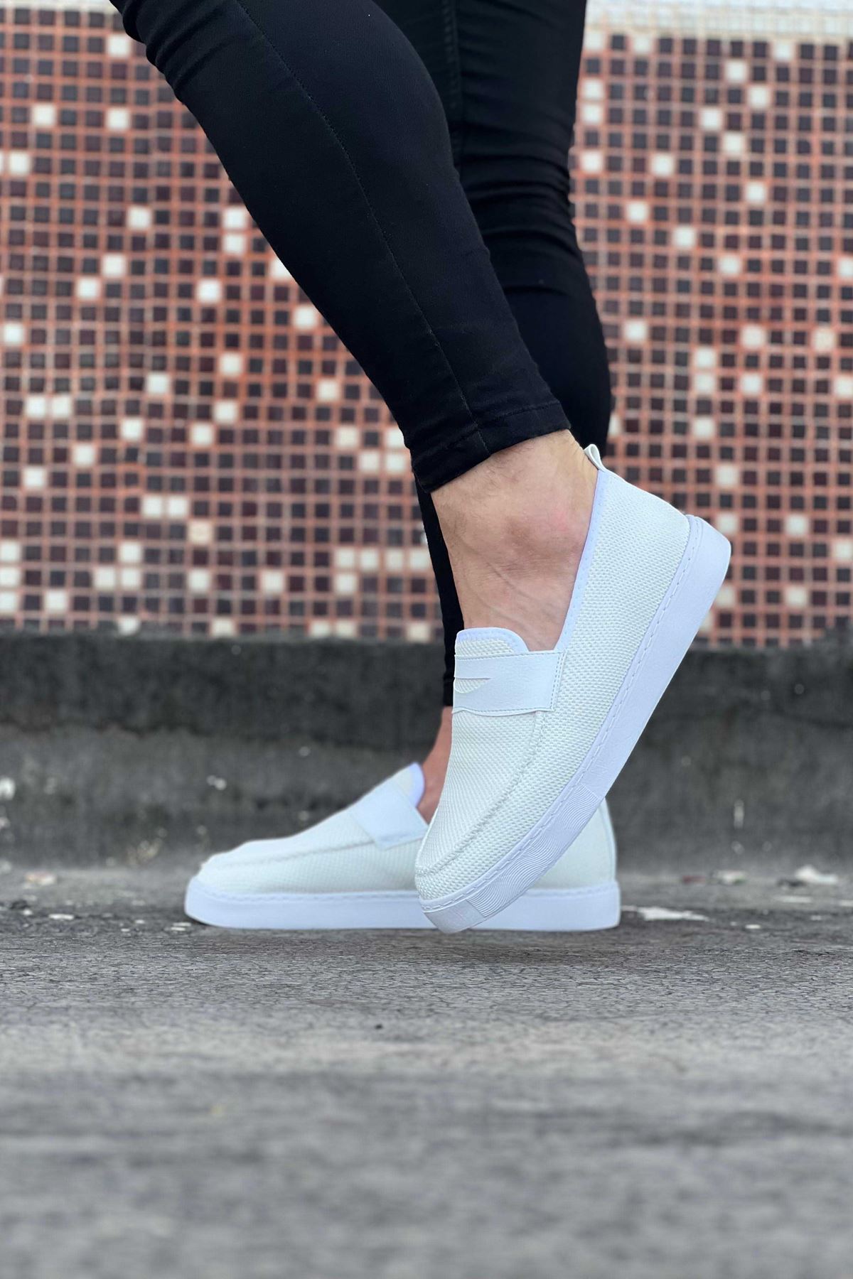 WG061 Beyaz Triko Babet Erkek Casual Ayakkabı