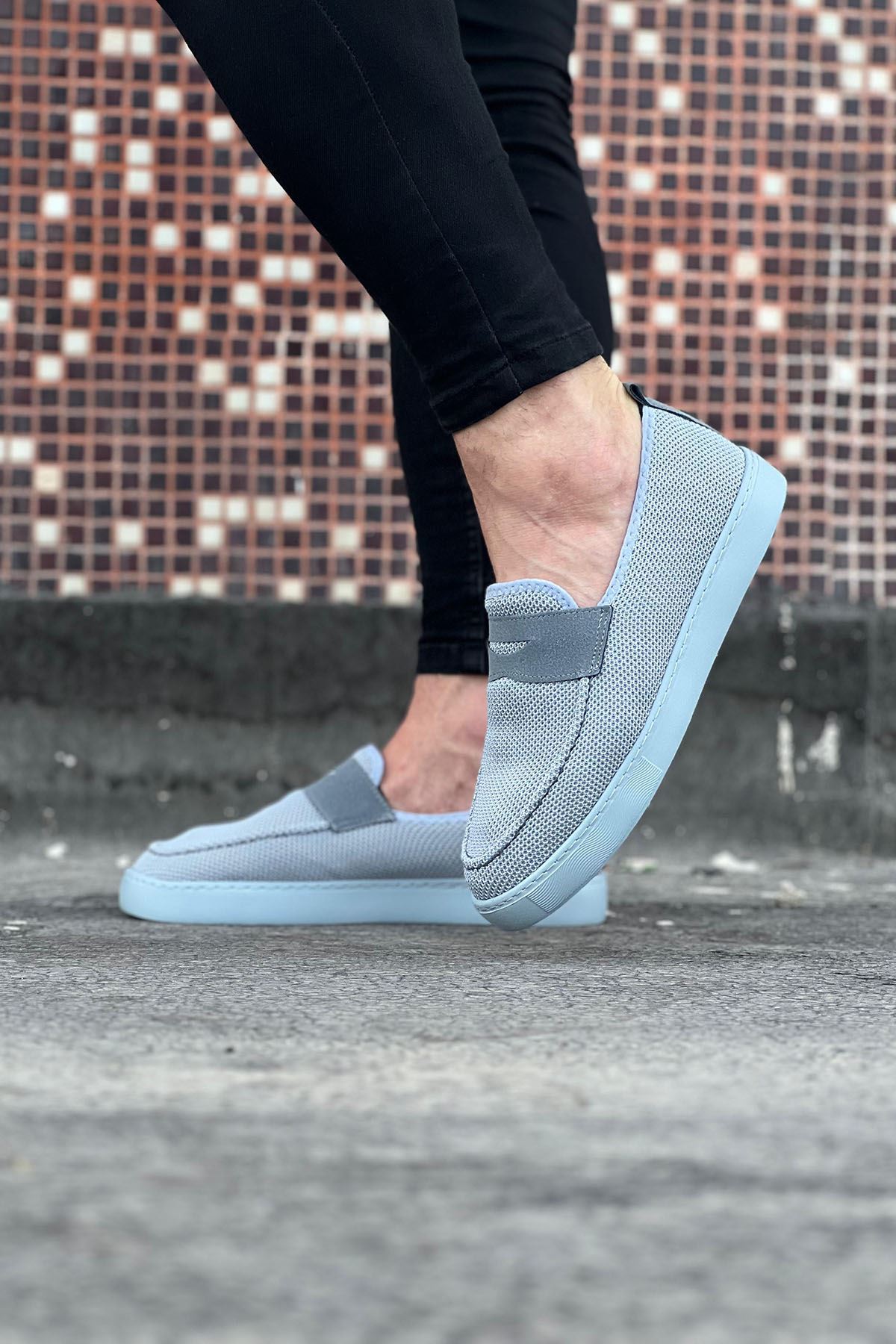 WG061 Gri Triko Babet Erkek Casual Ayakkabı