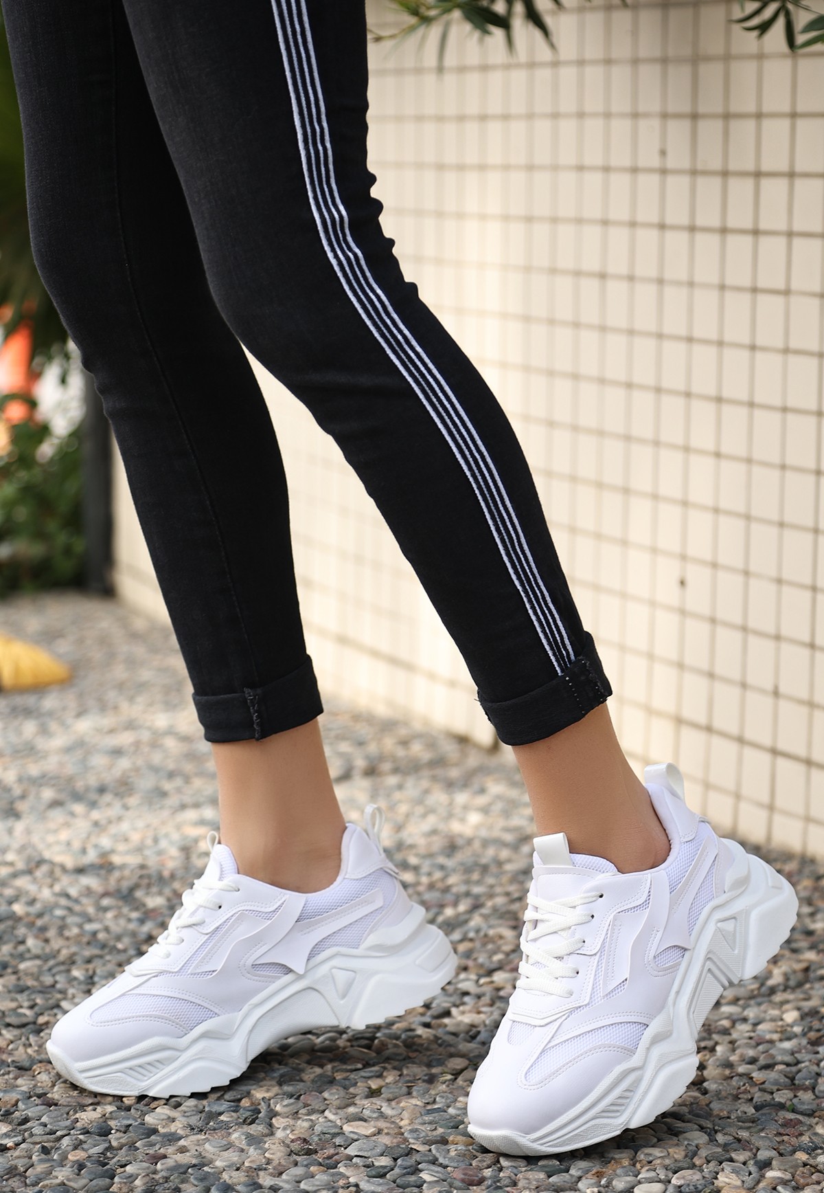 Dica Beyaz Cilt Backl Spor Ayakkab