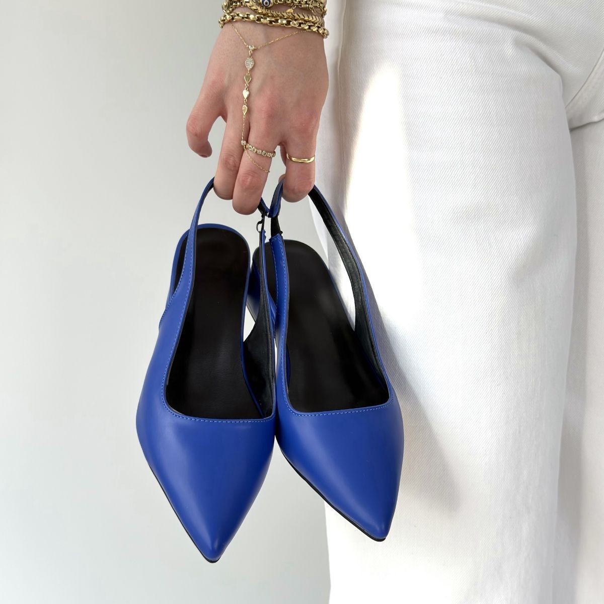 Morji Erbilden Mavi Cilt Topuklu Ayakkabı 3 CM Topuk