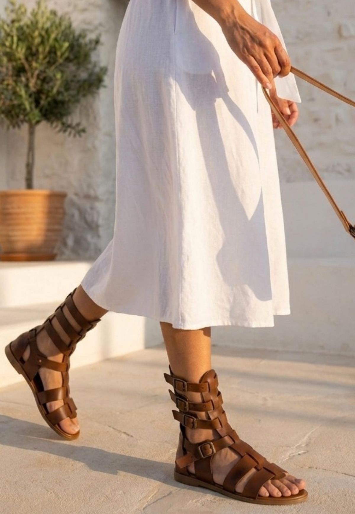 Nola Taba Deri Kemerli Bodrum Sandalet