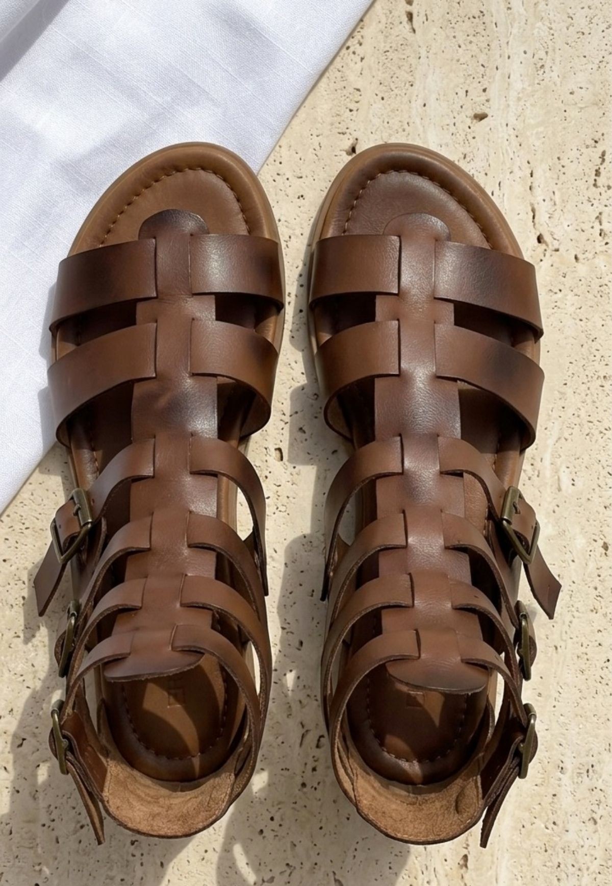 Nola Taba Deri Kemerli Bodrum Sandalet